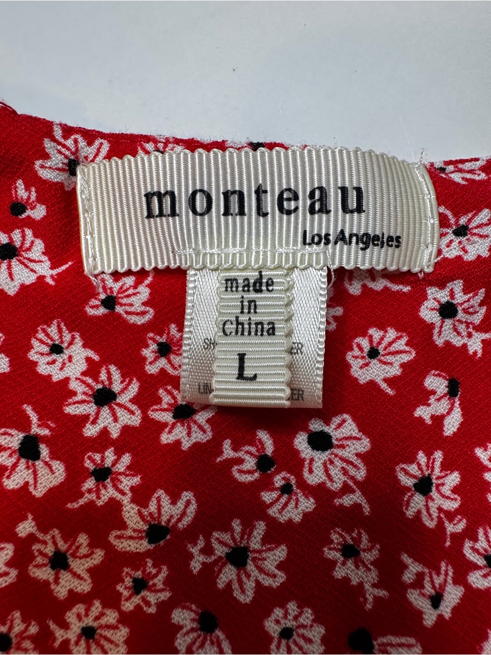 Monteau Womens Button-Front Flutter Capped Sleeve Floral Dress Size L Red - Picture 5 of 7
